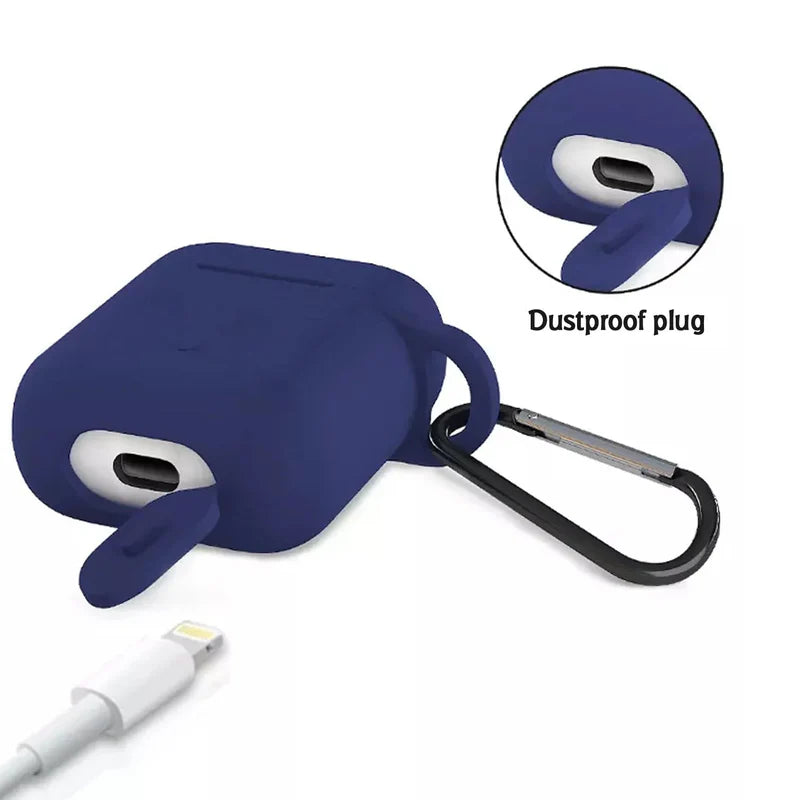 6473&nbsp;Silicone Shockproof Protection Wireless Headphones Carrying Box Cover with Metal Keychain AirPods&nbsp;cover