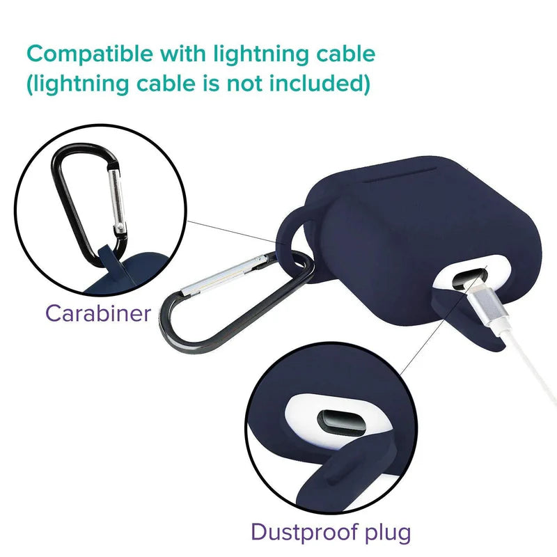 6473&nbsp;Silicone Shockproof Protection Wireless Headphones Carrying Box Cover with Metal Keychain AirPods&nbsp;cover
