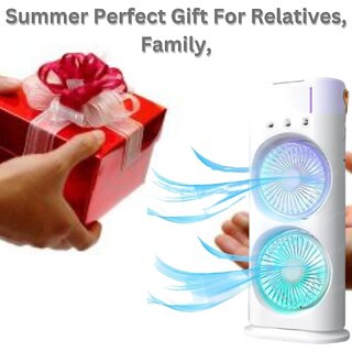 Double-Ended Mist Spray Cooler Fan | USB Rechargeable, Portable Desktop & Travel Cooling Device, Ideal Summer Gift