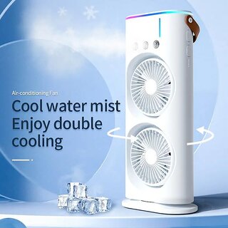 Double-Ended Mist Spray Cooler Fan | USB Rechargeable, Portable Desktop & Travel Cooling Device, Ideal Summer Gift