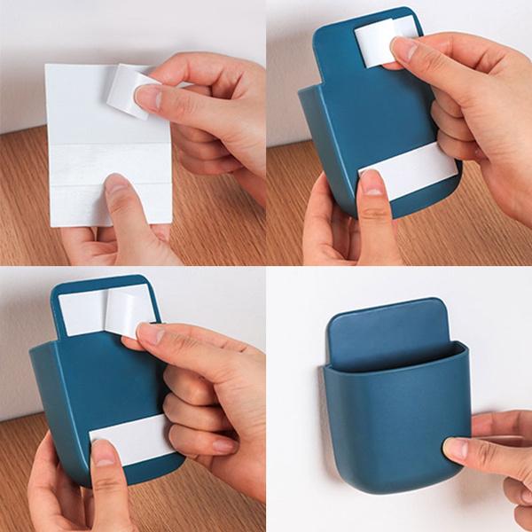 Wall Mounted Storage Case with Mobile Phone Charging Port Plug Holder