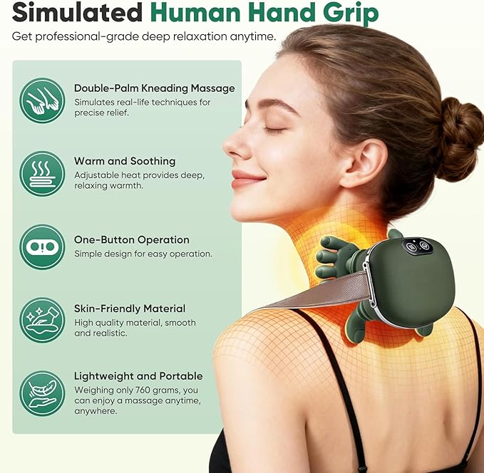 Smart Electric Neck & Shoulder Massager with Heat Therapy – Portable Deep Tissue Relaxation Device