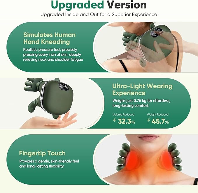 Smart Electric Neck & Shoulder Massager with Heat Therapy – Portable Deep Tissue Relaxation Device