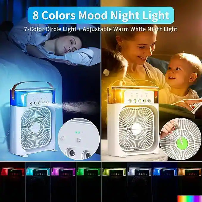 Mini Cooler for Room Cooling Ac Portable Mini Fan Artic Cooler with 7 Colors Led Light,air Conditioner Water Cooler, 3 Wind Speeds and 3 Spray Modes for Office, Home Cooling,summer, Travel ( Random Colour ) ₹