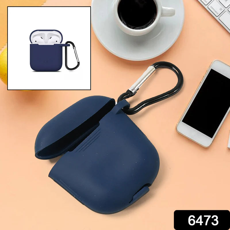 6473&nbsp;Silicone Shockproof Protection Wireless Headphones Carrying Box Cover with Metal Keychain AirPods&nbsp;cover